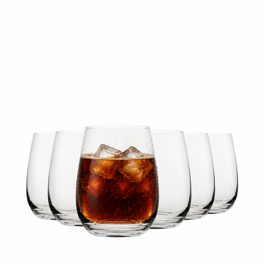 Amber Glass Whisky Tumbler - 350ml - Set of 6
