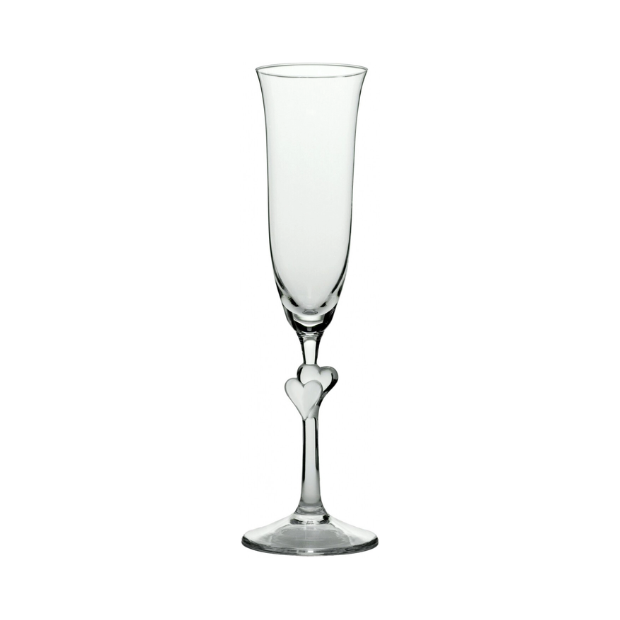 Stolzle Lausitz L'Amour Clear Heart Champagne Flutes - Set of 2 - In Gift Box