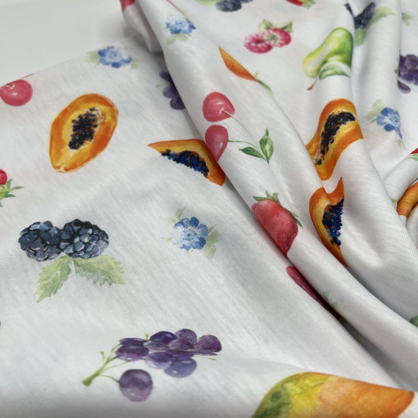 Fruit Print Spun Poly Stretch Fabric