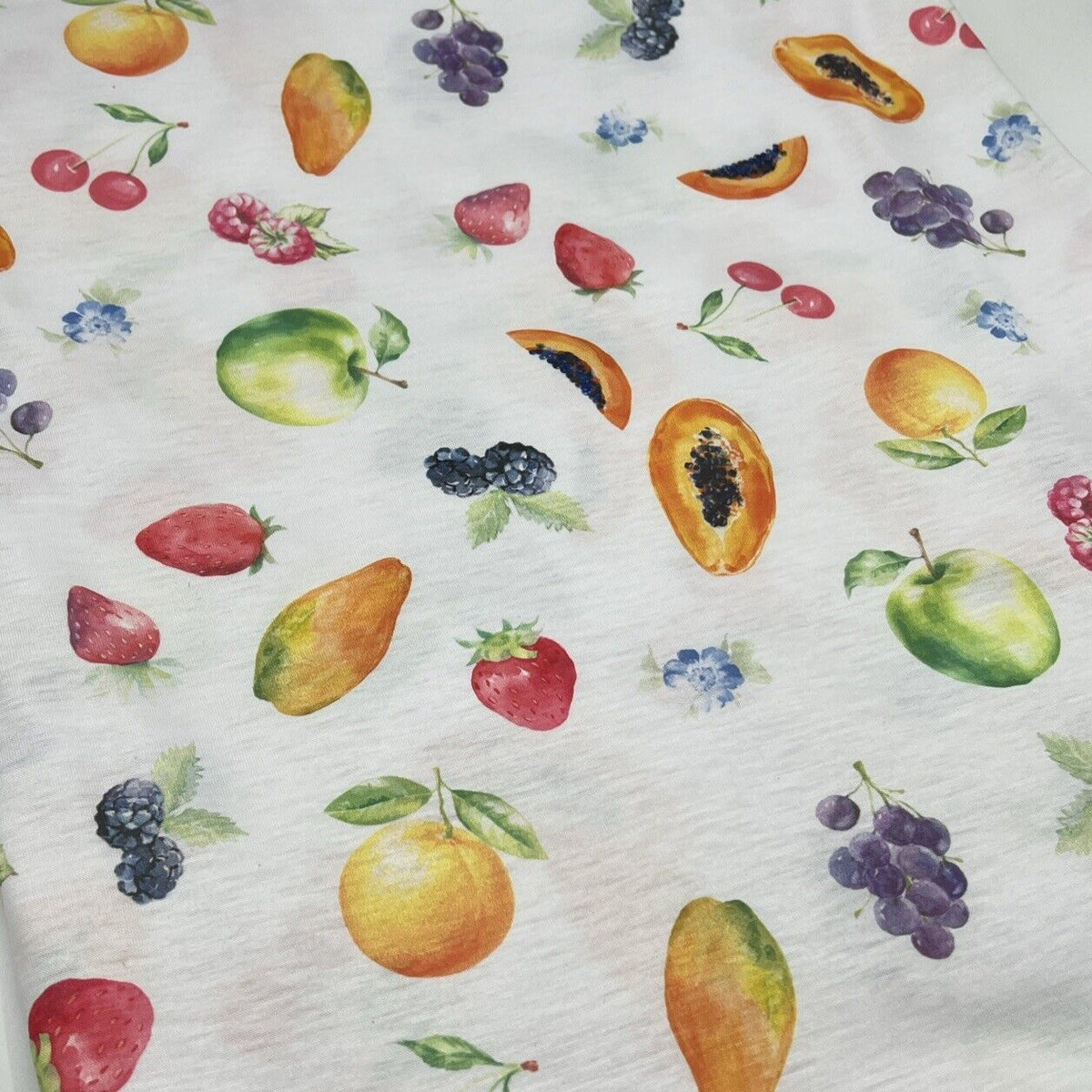 Fruit Print Spun Poly Stretch Fabric