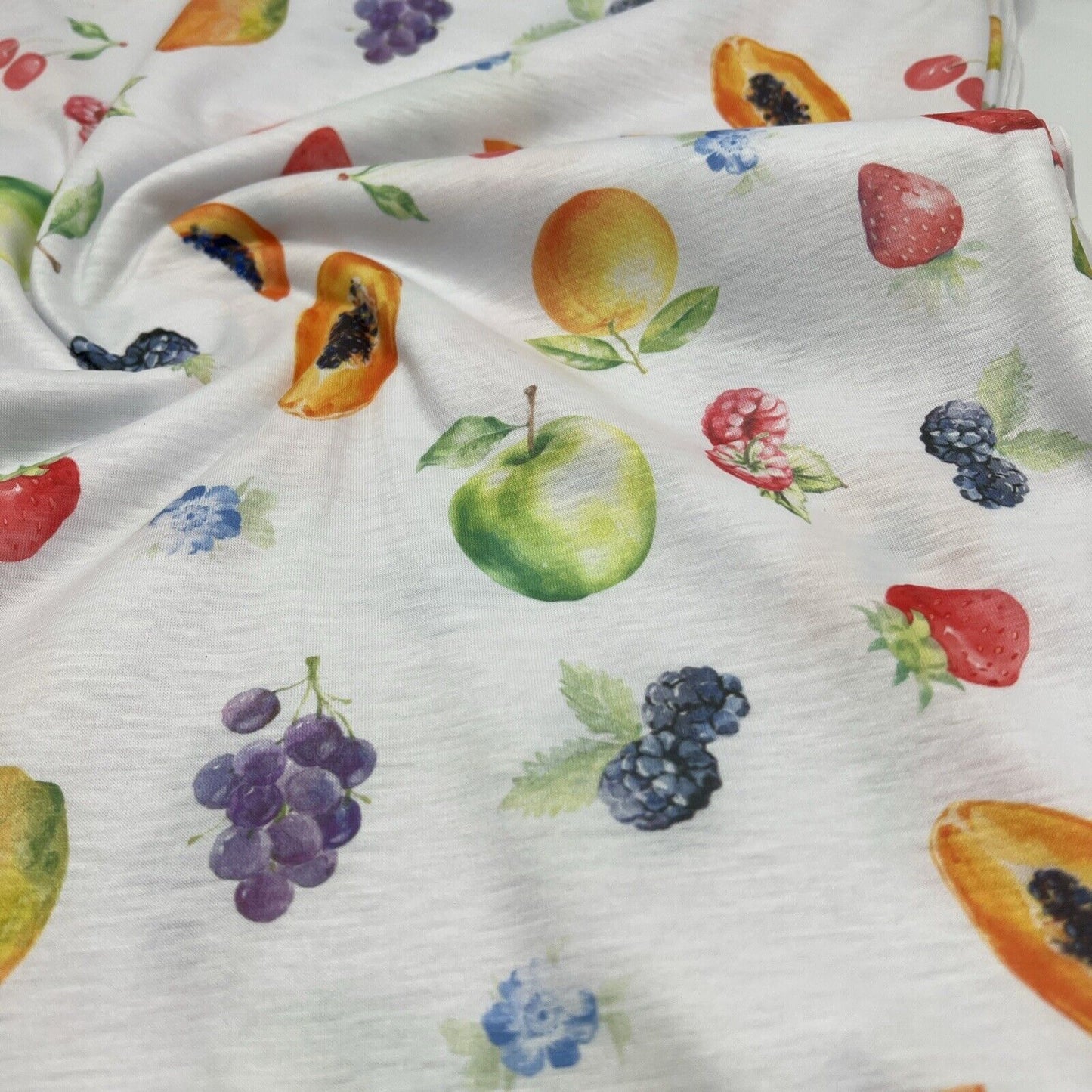 Fruit Print Spun Poly Stretch Fabric