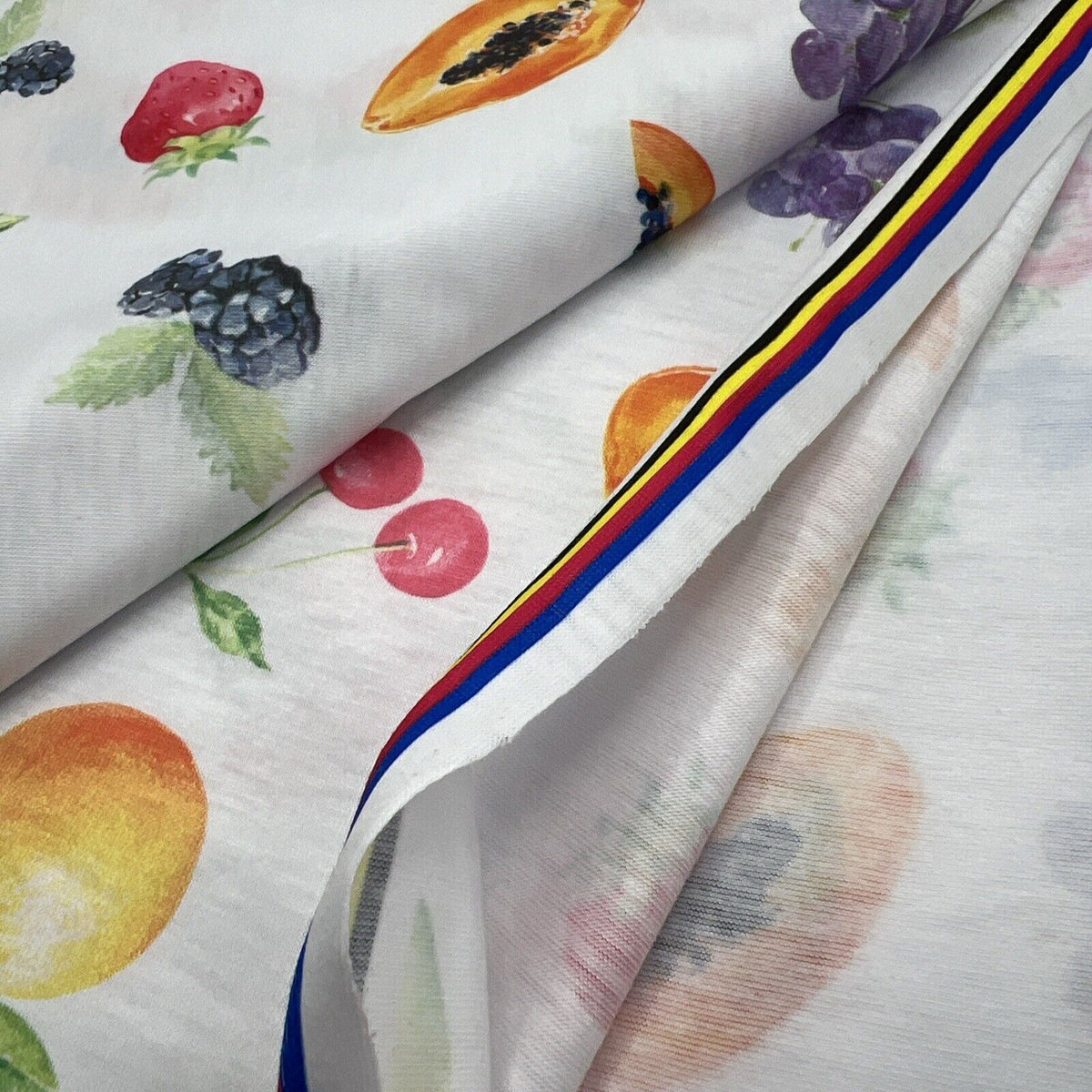 Fruit Print Spun Poly Stretch Fabric