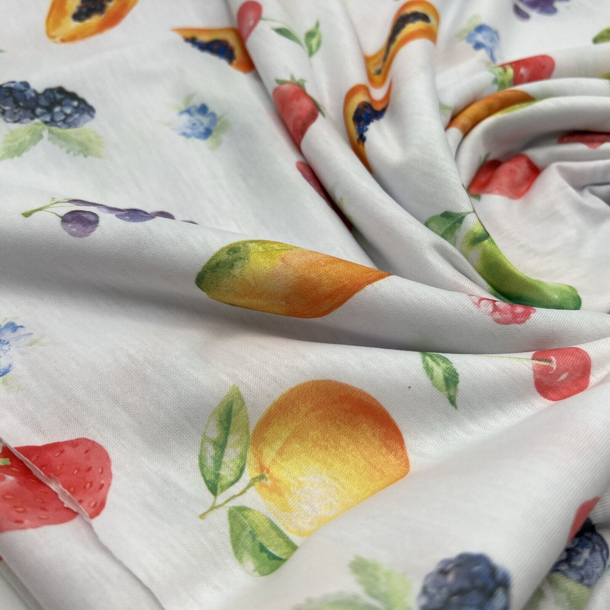Fruit Print Spun Poly Stretch Fabric