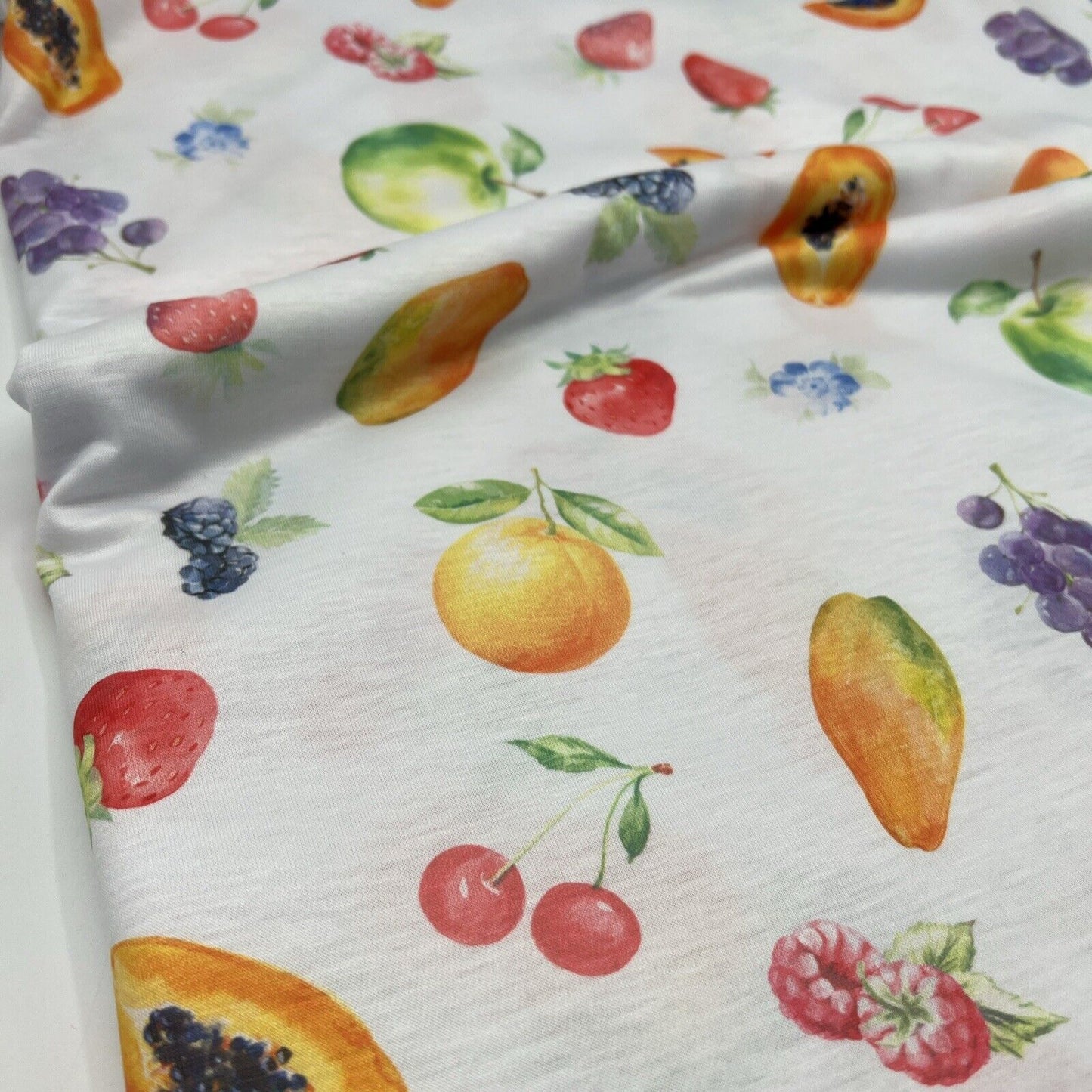 Fruit Print Spun Poly Stretch Fabric