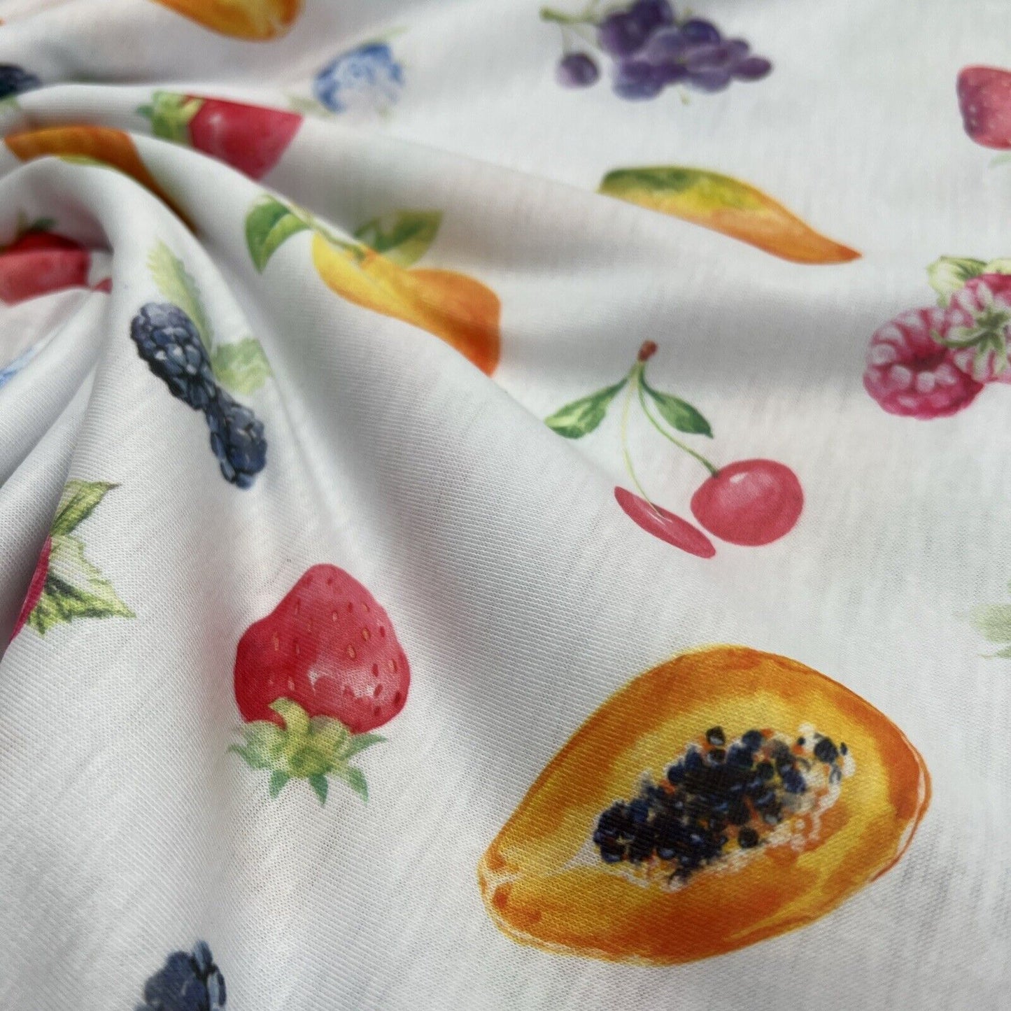 Fruit Print Spun Poly Stretch Fabric