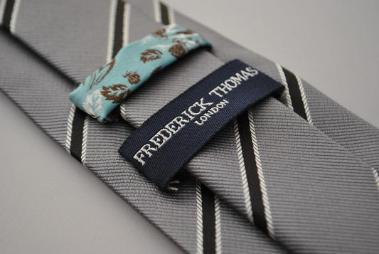 grey and black club striped tie