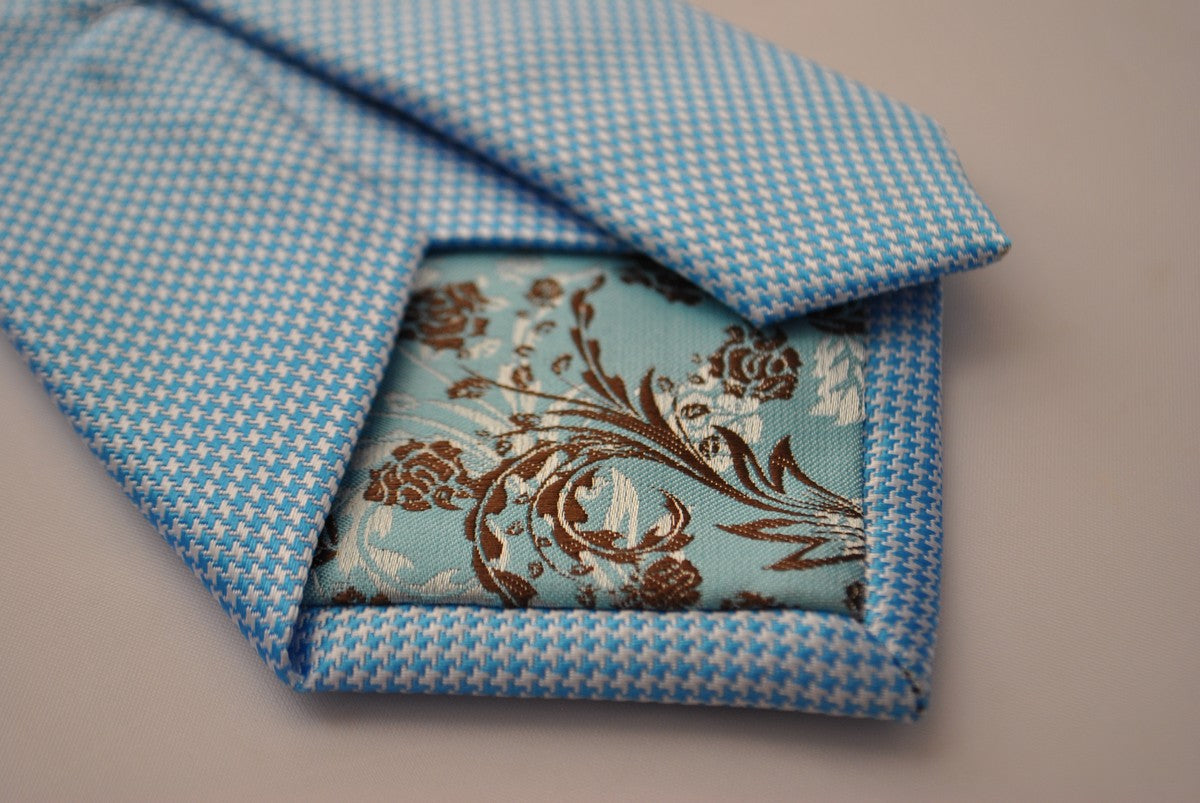 light blue dogstooth check tie