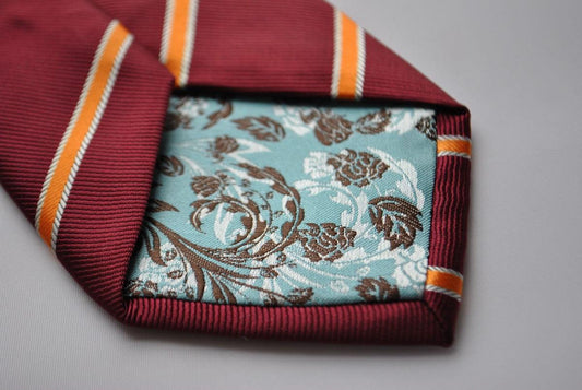 maroon and orange club striped tie