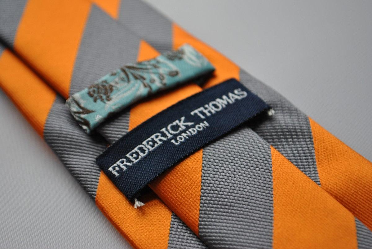 grey and orange barber striped tie