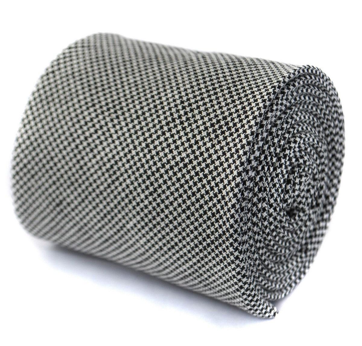 black and white dogtooth cotton textured tie