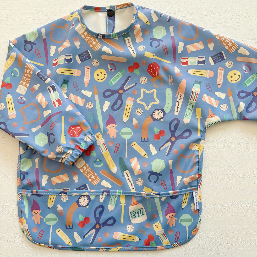 Long Sleeved Baby Bib - Crafty Print