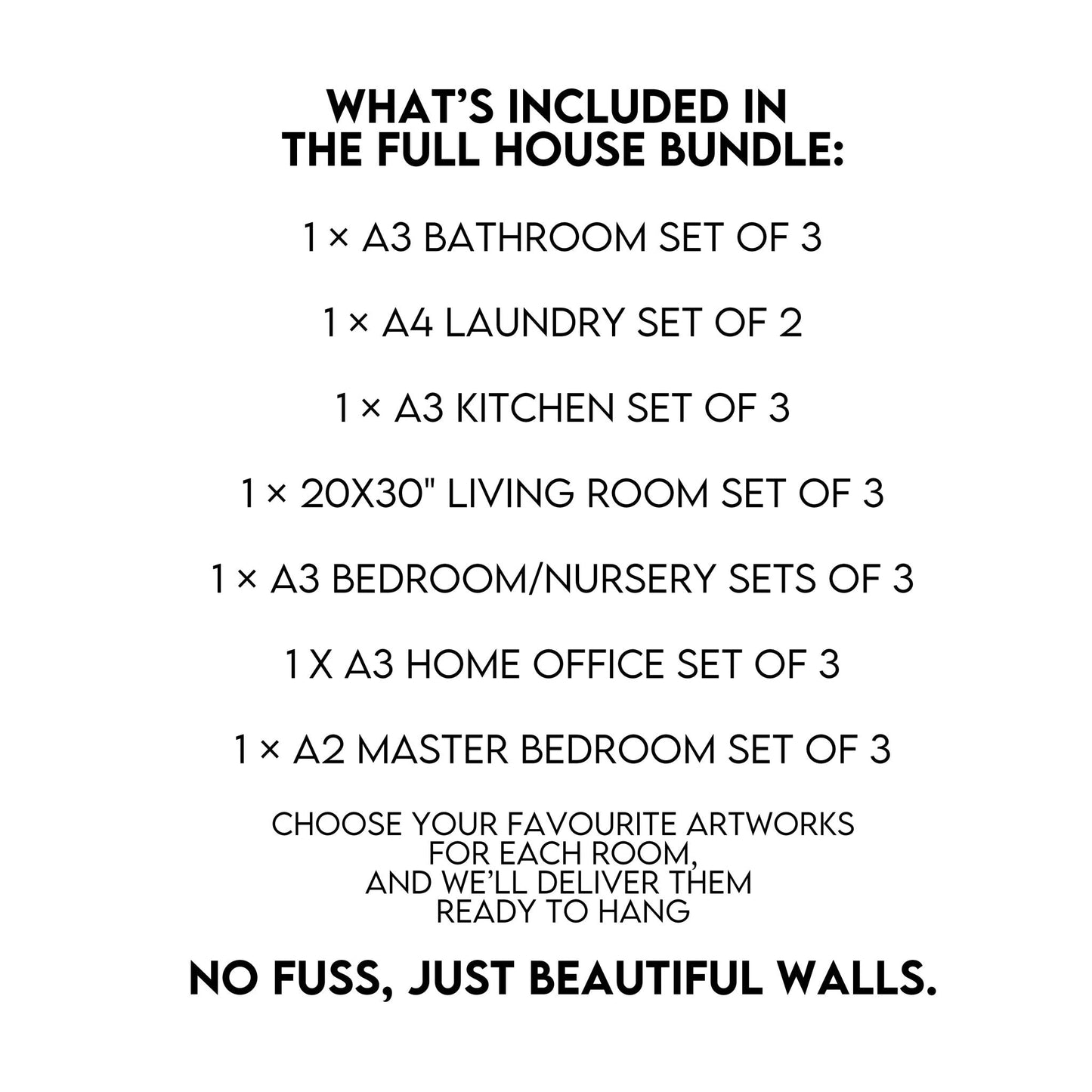 Full House Wall Art Bundle – Decor for Every Room in a 3-Bedroom Home