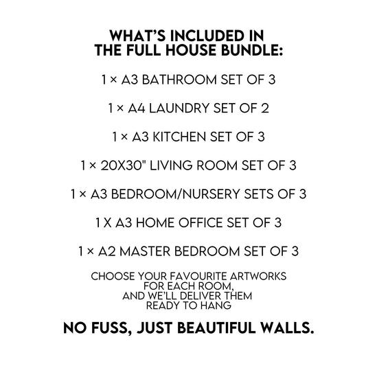 Full House Wall Art Bundle – Decor for Every Room in a 3-Bedroom Home