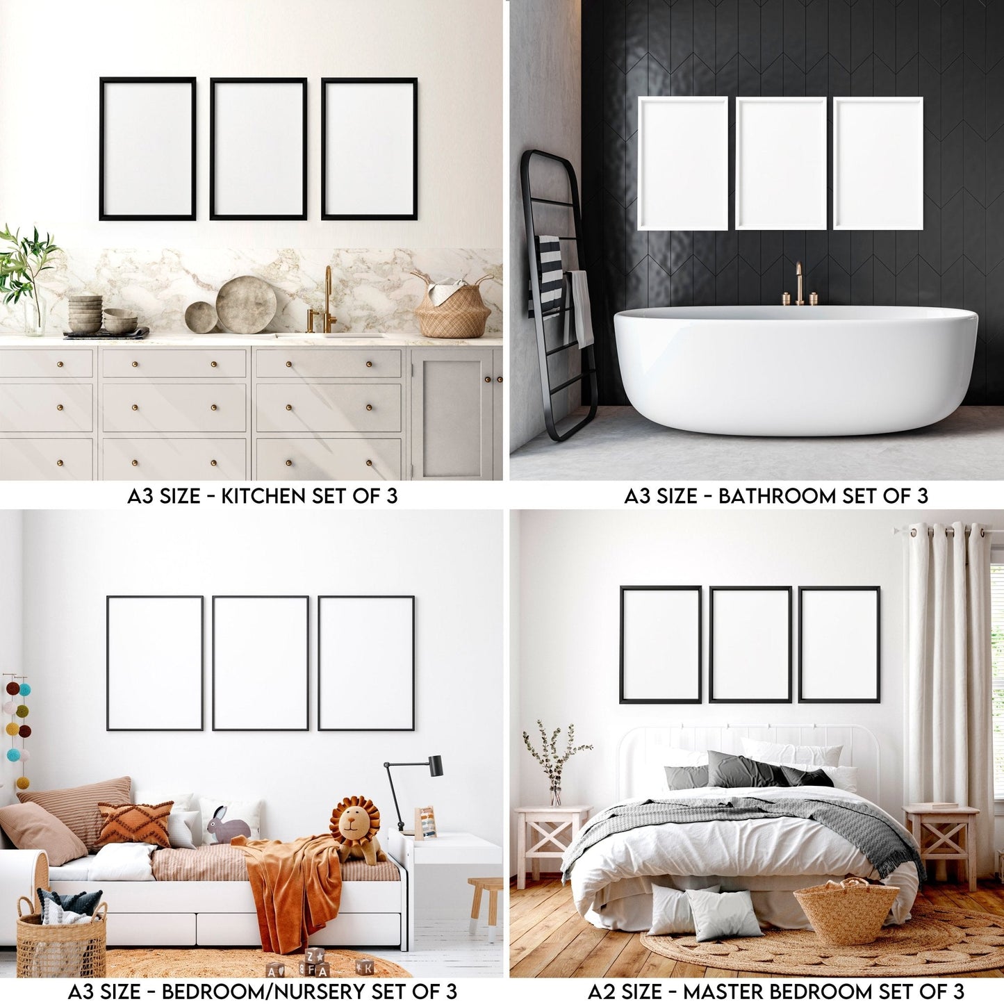Full House Wall Art Bundle – Decor for Every Room in a 3-Bedroom Home