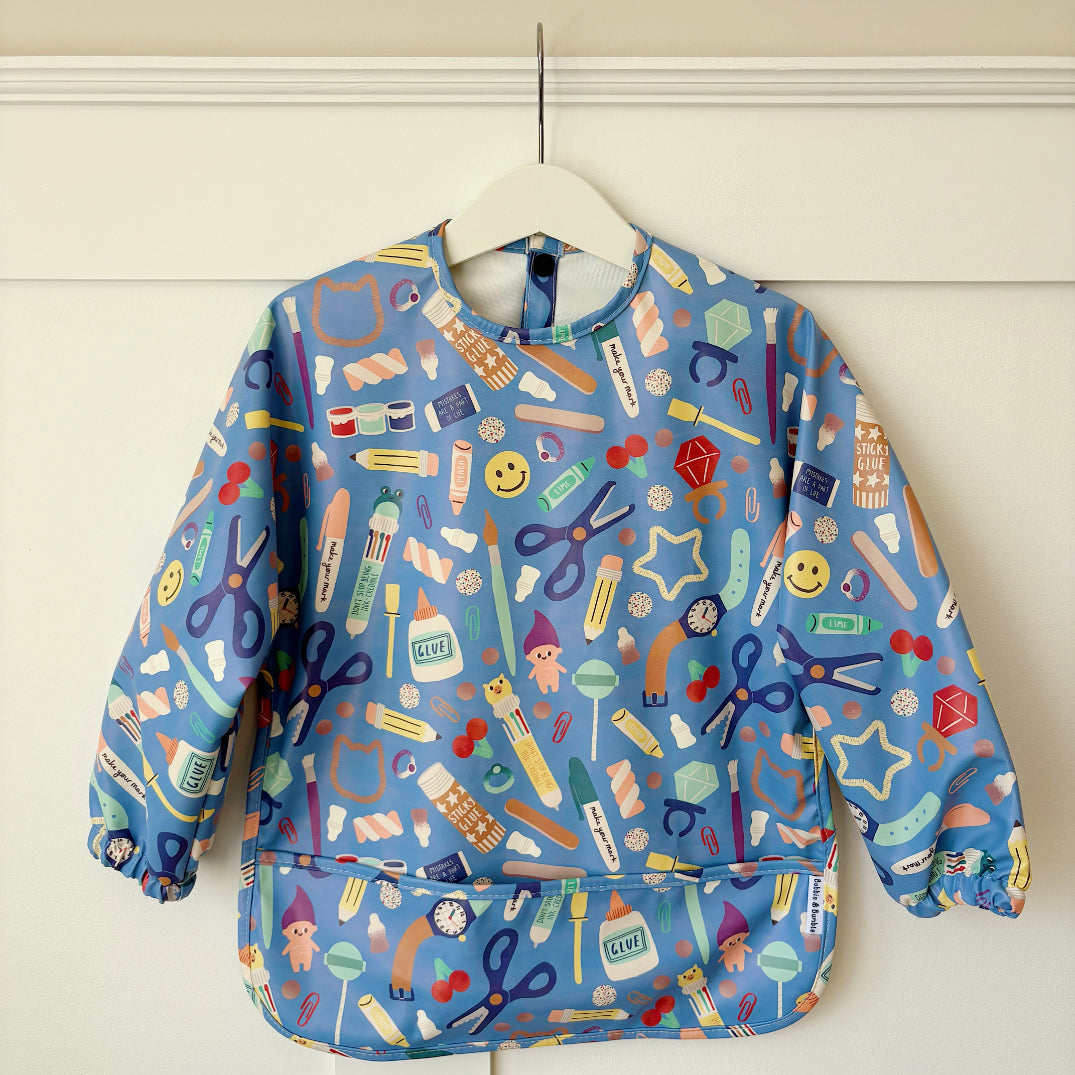 Long Sleeved Baby Bib - Crafty Print