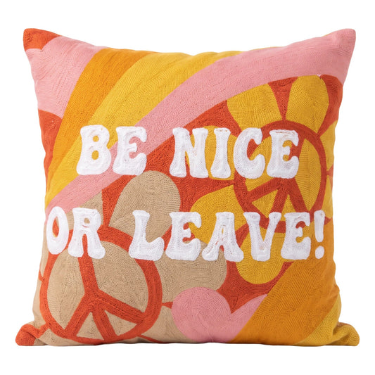 Be Nice or Leave Needlepoint Pillow