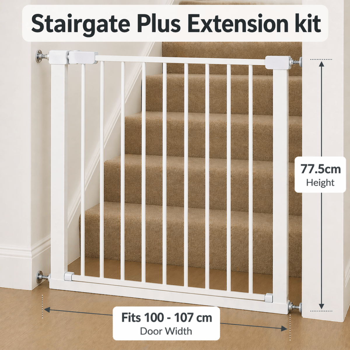 FYLO Baby Safety Stair Gate Pressure Fit Extra Wide - White