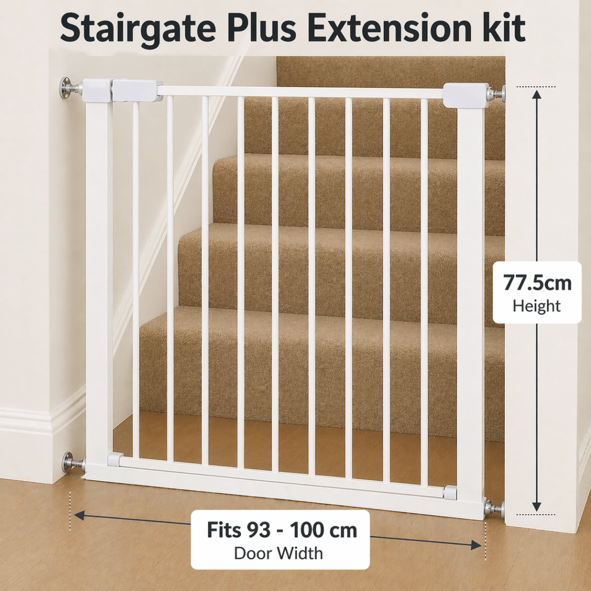 FYLO Baby Safety Stair Gate Pressure Fit Extra Wide - White