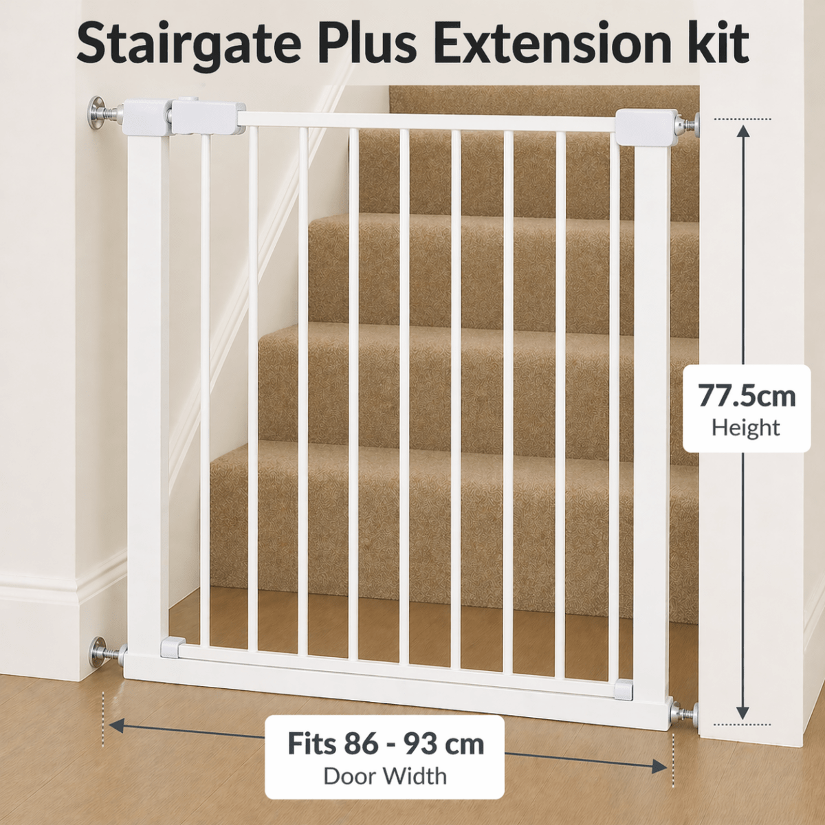 FYLO Baby Safety Stair Gate Pressure Fit Extra Wide - White