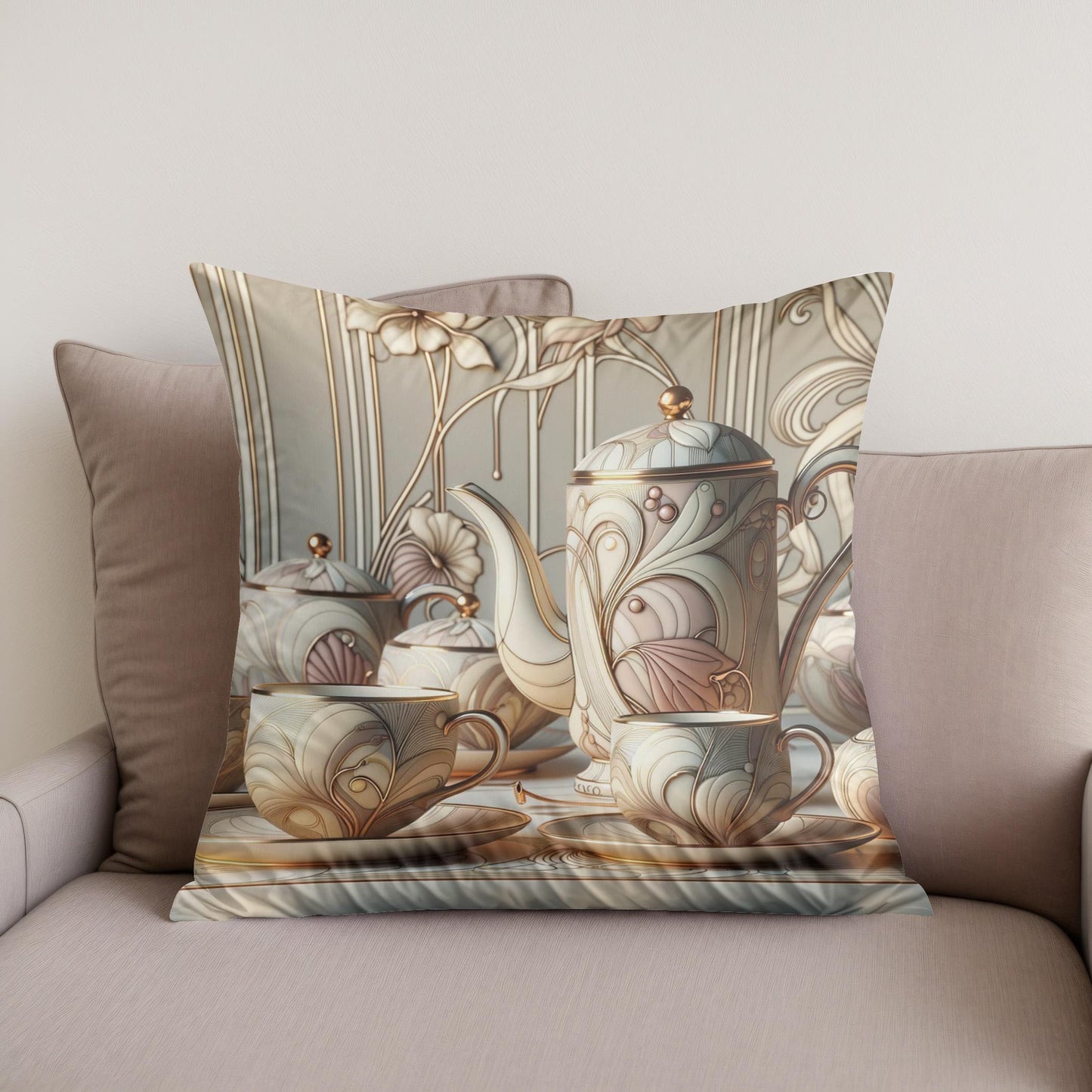 Art Nouveau Elegance Cotton Cushion