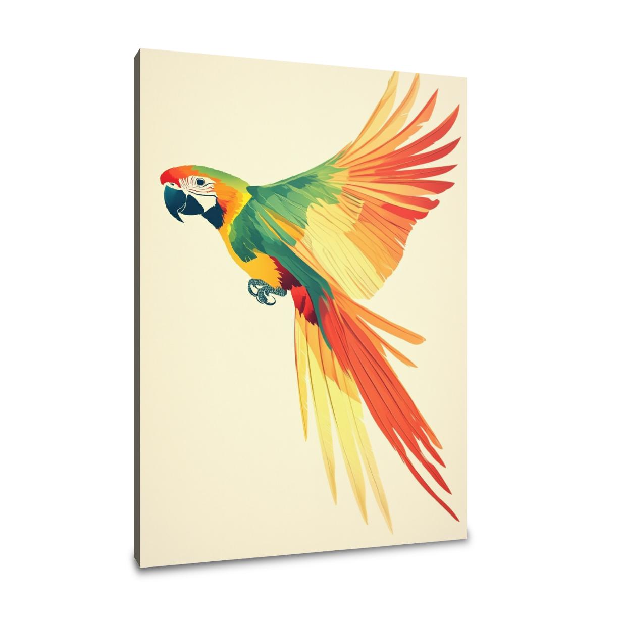 Vibrant Parrot Flight Canvas