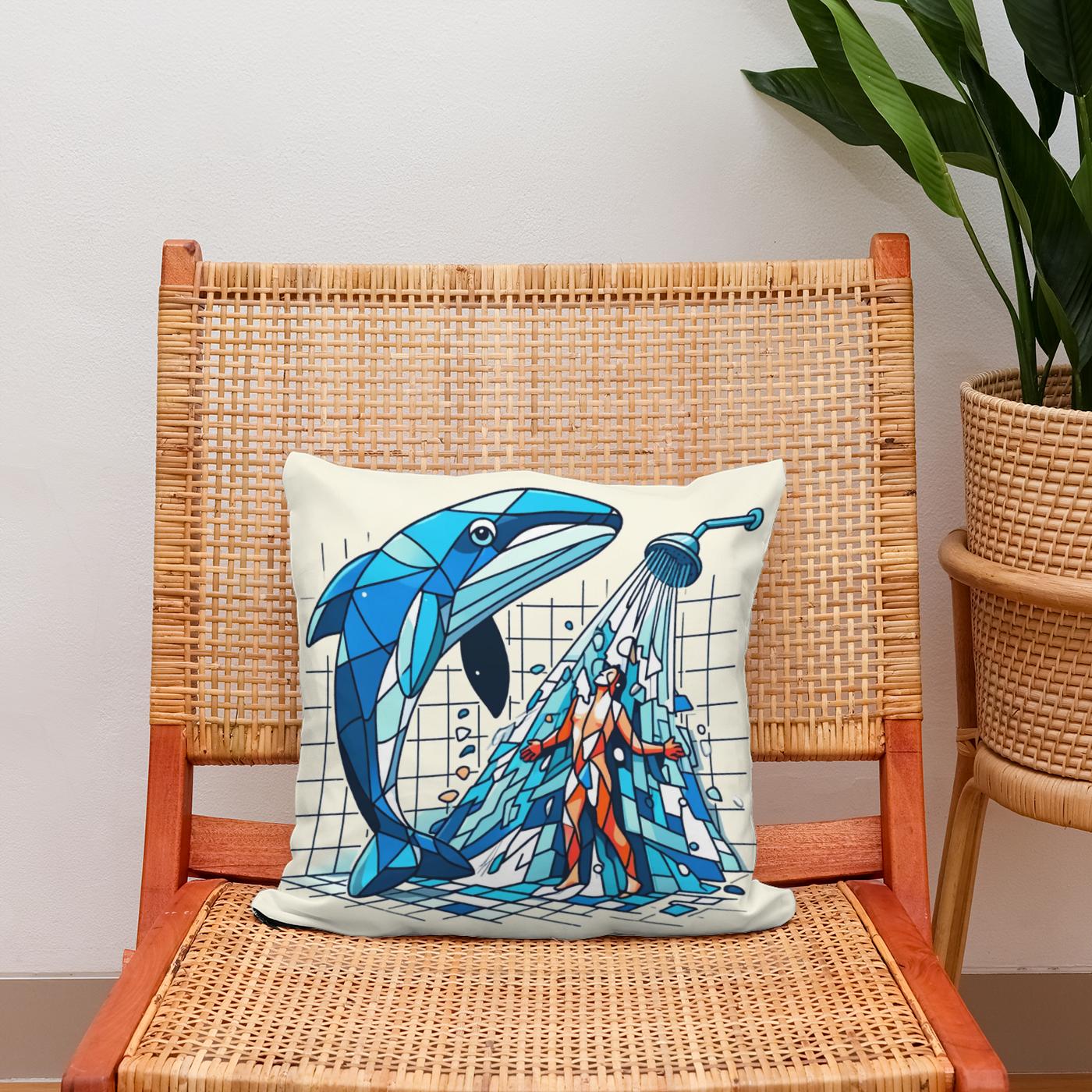 Whale of a Time Shower Cotton Cushion