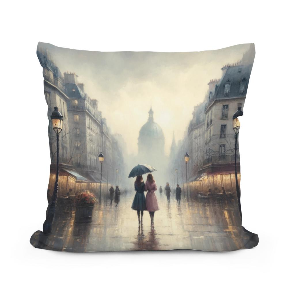 Parisian Spring Rain Cotton Cushion