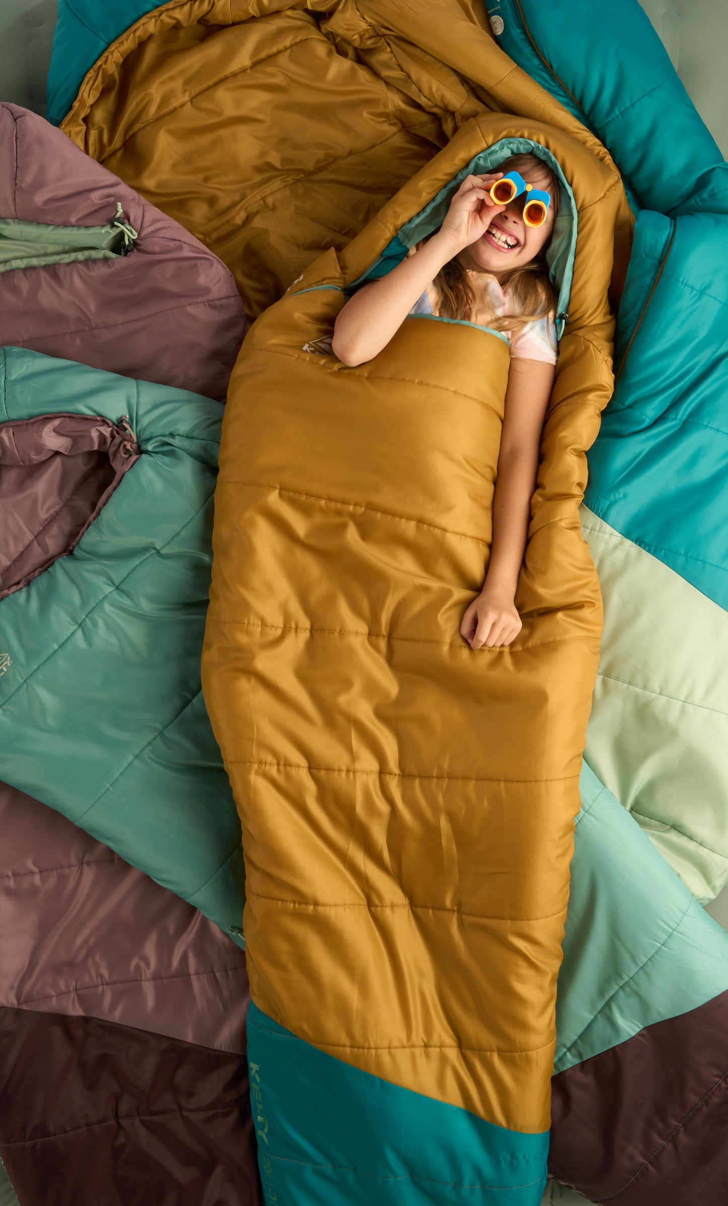 Kelty Kids' Mistral 20°F (-7°C) Synthetic Sleeping Bag - One Size - Woodthrush/Deep Lake/Malachite