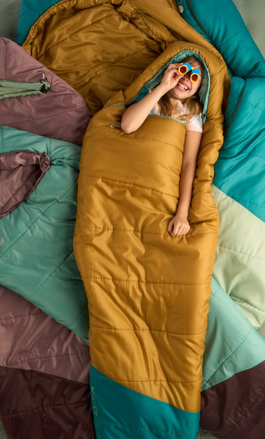 Kelty Kids' Mistral 20°F (-7°C) Synthetic Sleeping Bag - One Size - Woodthrush/Deep Lake/Malachite