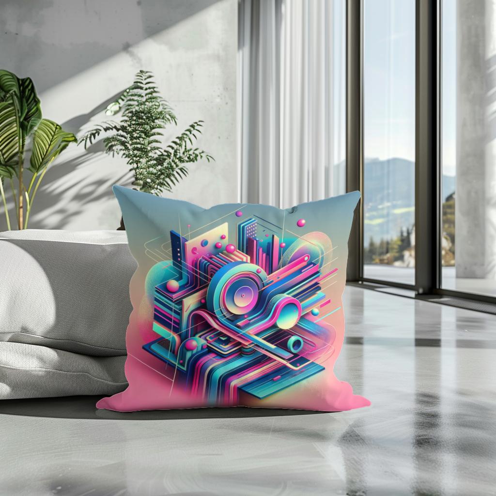 A Neon Abstract Symphony Cotton Cushion