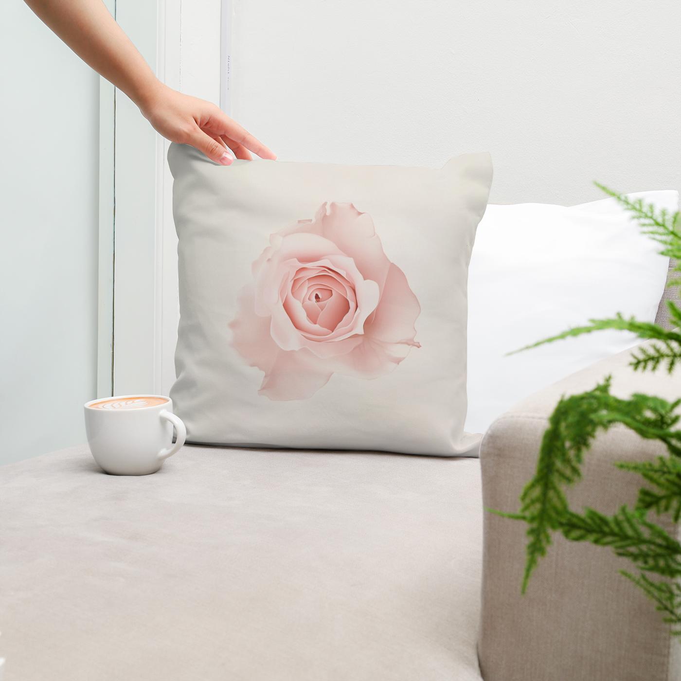 Pink Rose Cotton Cushion