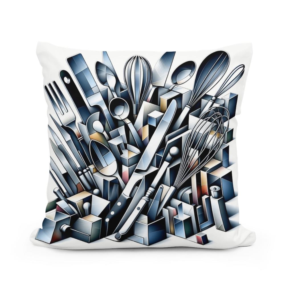 Cubist Kitchen Symphony Cotton Cushion