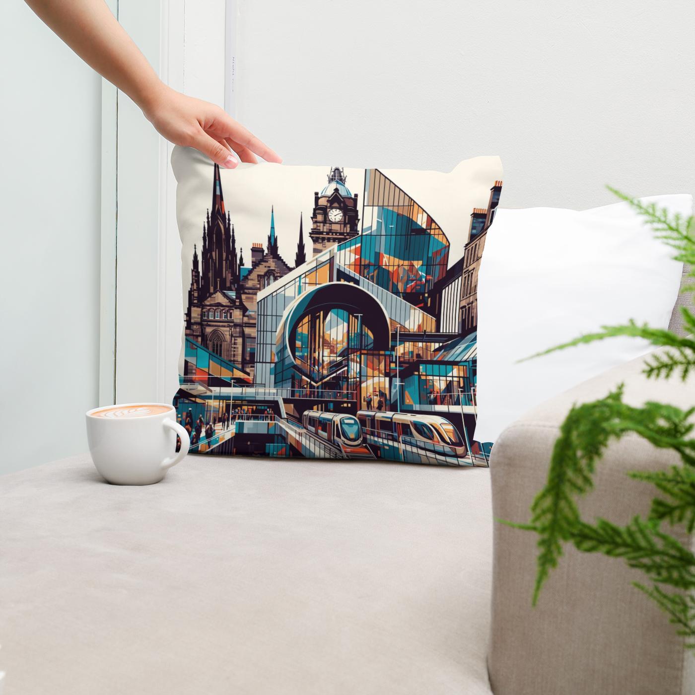 Modern Art Hub Edinburgh Cotton Cushion