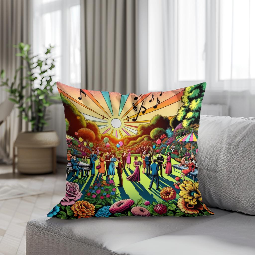 Pop Art Garden Soirée Cotton Cushion