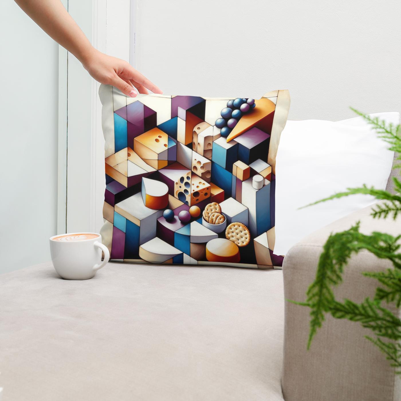 Cheese Platter Geometry Cotton Cushion
