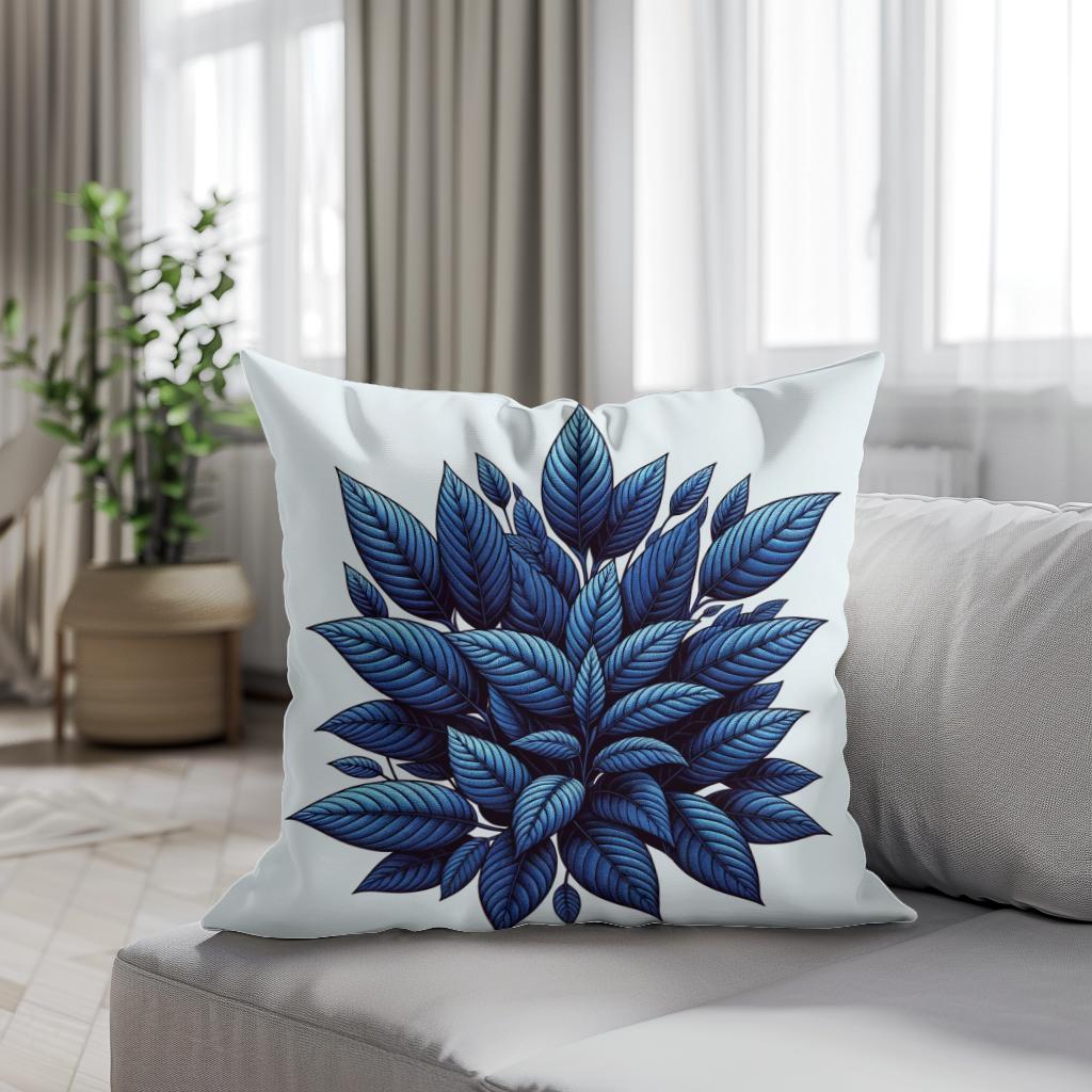 Indigo Foliage Embrace Cotton Cushion