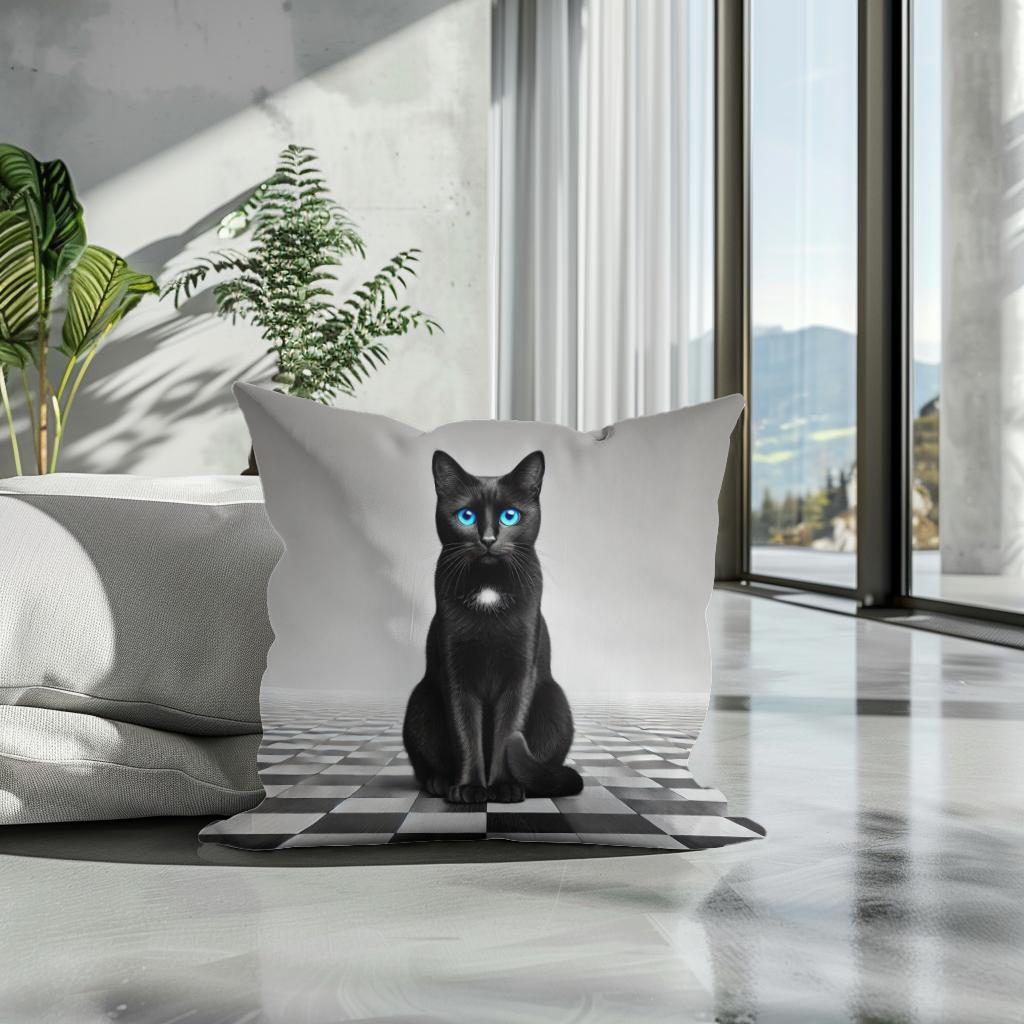 Midnight Blue Gaze Cotton Cushion