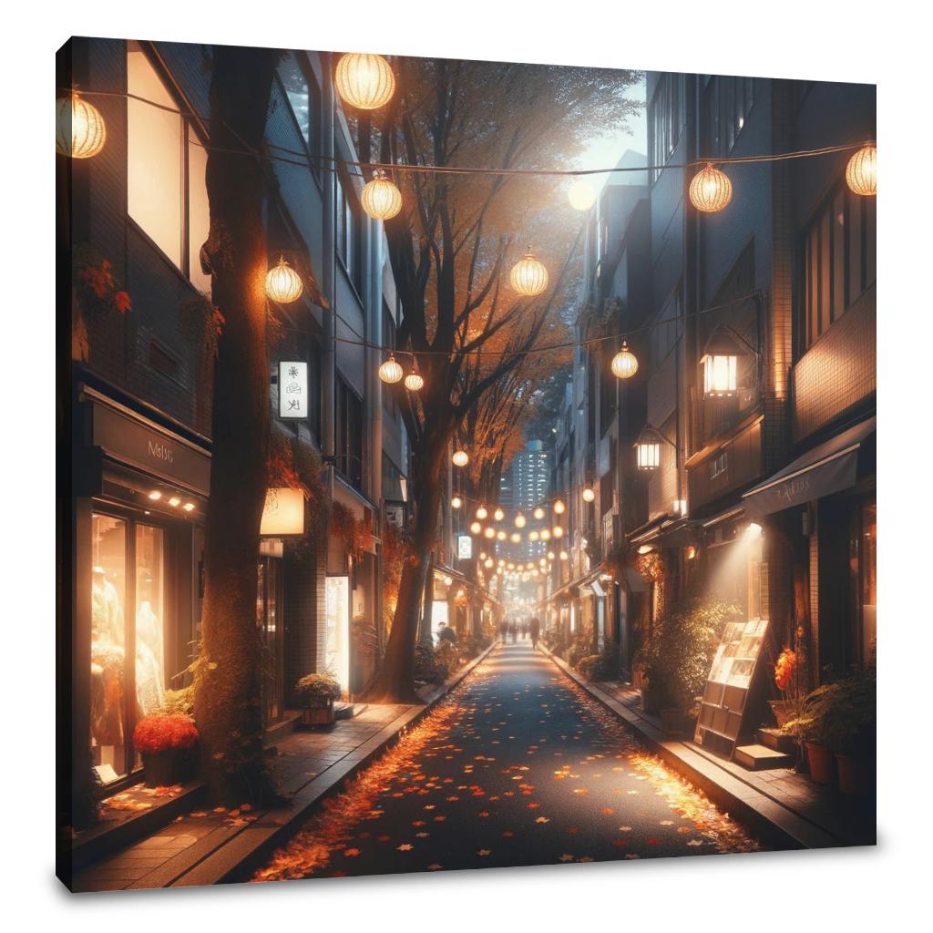 Autumn Alley at Night Canvas