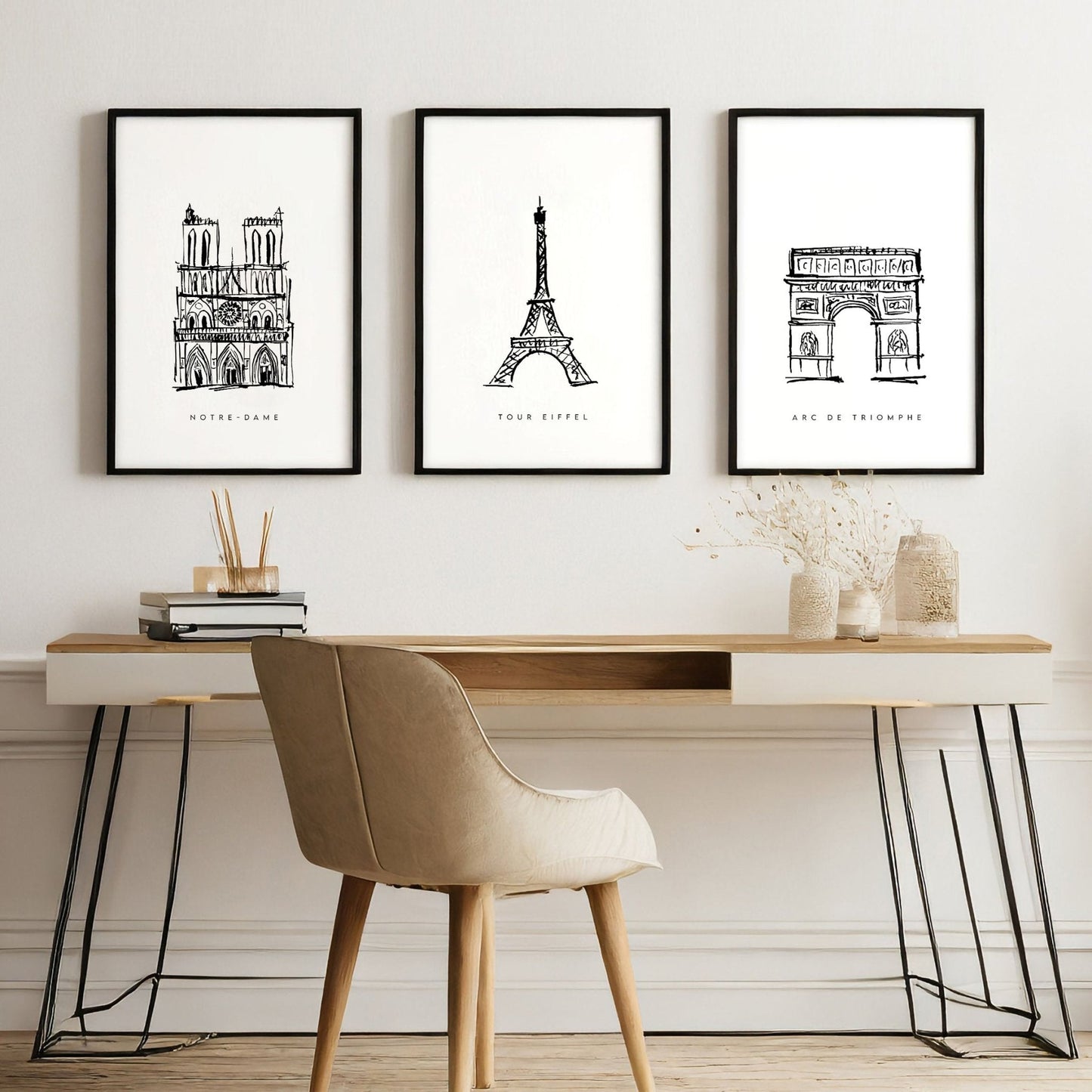 Gallery Wall Framing | Set of 3 Paris Landmarks Wall art Prints