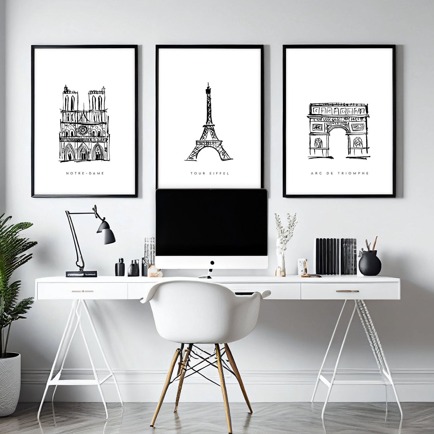 Gallery Wall Framing | Set of 3 Paris Landmarks Wall art Prints