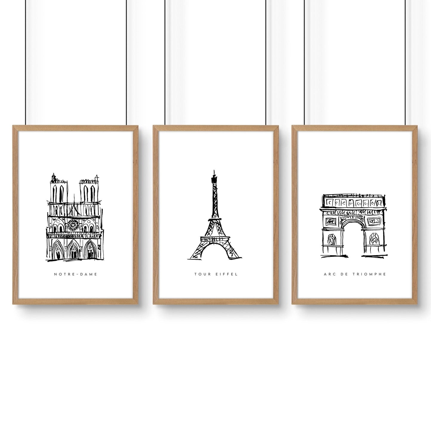 Gallery Wall Framing | Set of 3 Paris Landmarks Wall art Prints