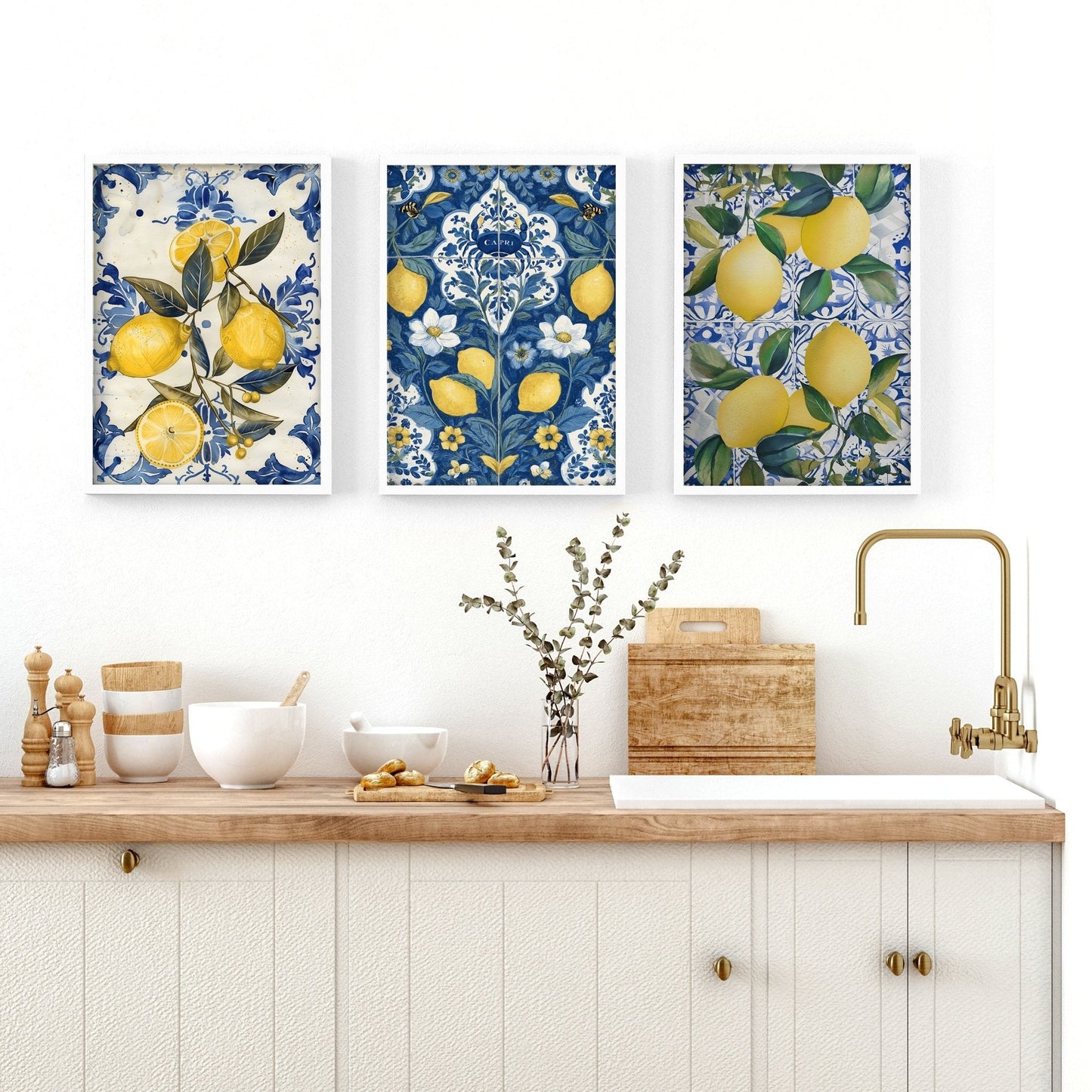 Gallery Wall In Kitchen | Set of 3 Italian Lifestyle Wall art Prints