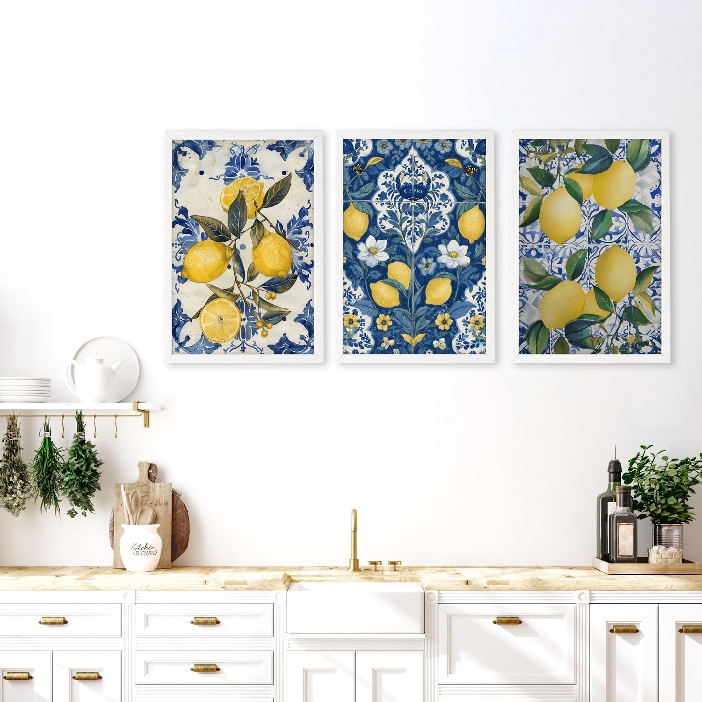 Gallery Wall In Kitchen | Set of 3 Italian Lifestyle Wall art Prints