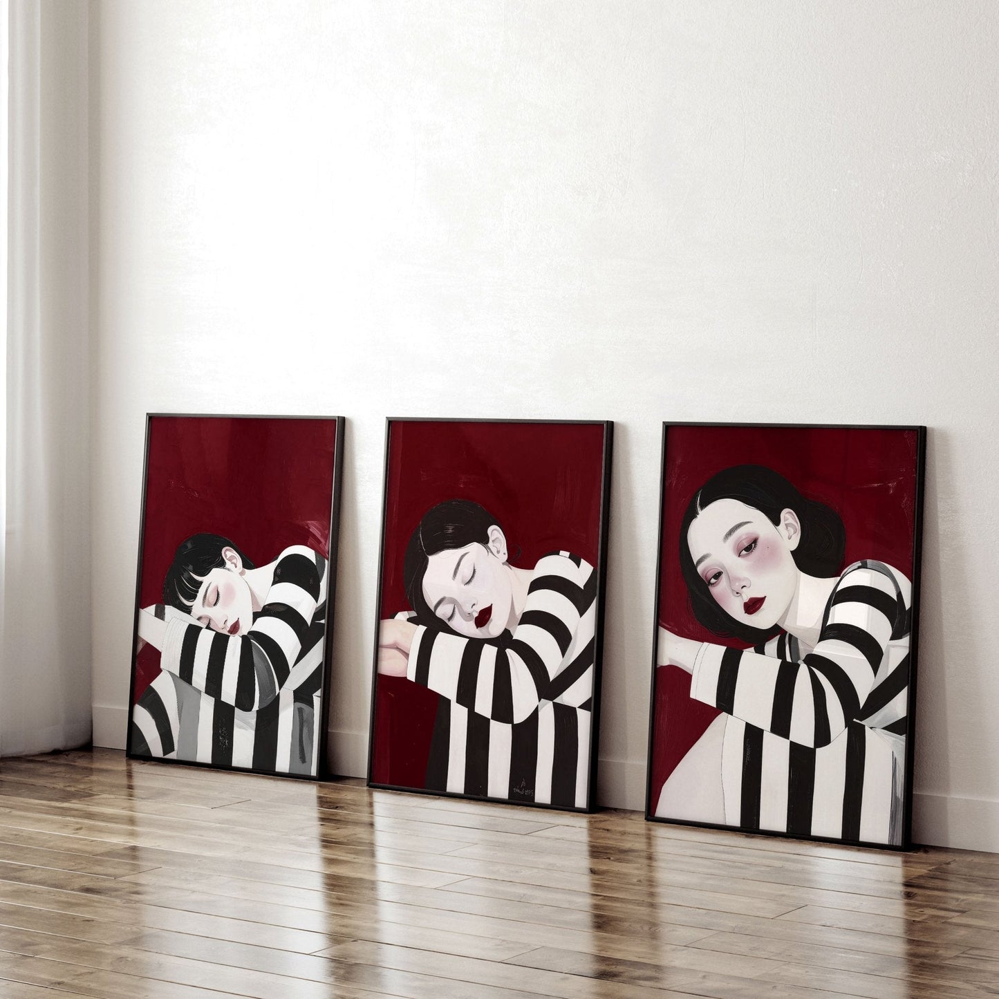 Gallery Walls Living Room | Set of 3 Boho Women Wall art Prints