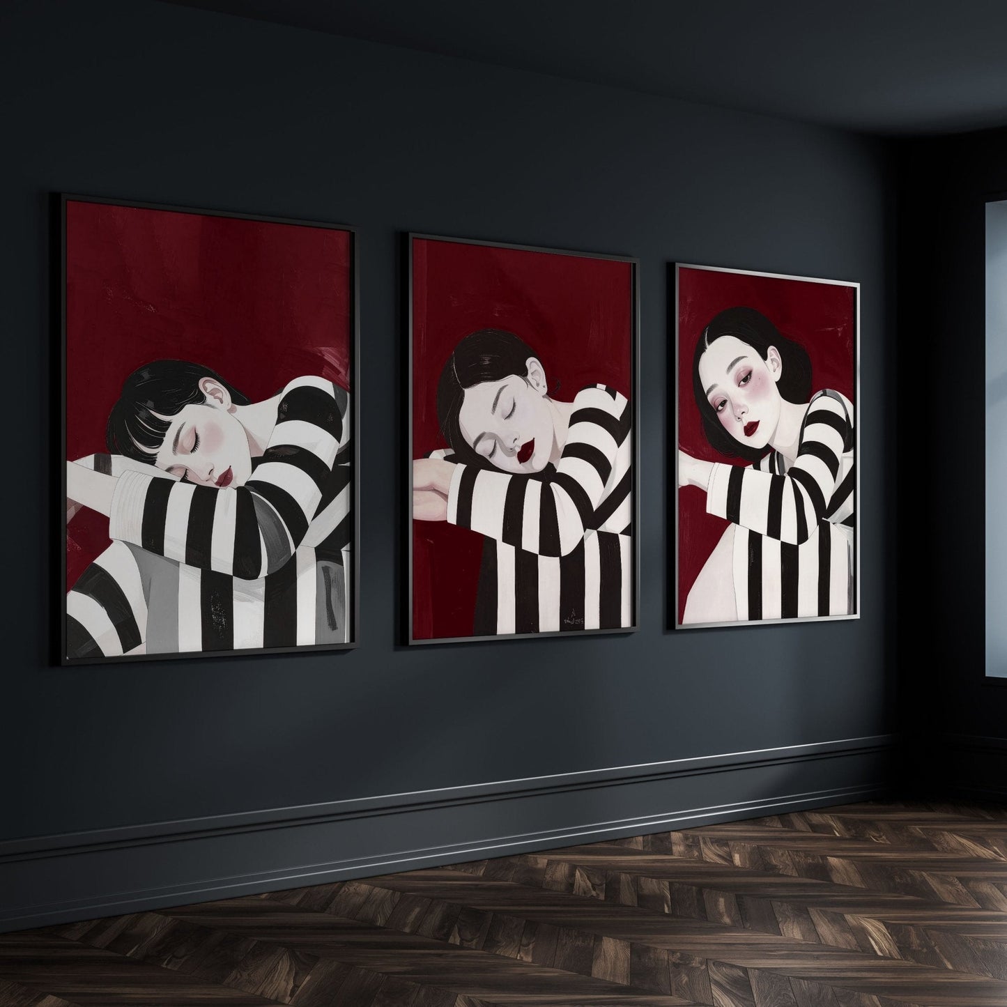 Gallery Walls Living Room | Set of 3 Boho Women Wall art Prints