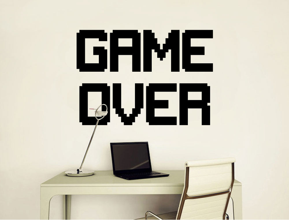 Retro Game Over Wall Sticker – Gamer Bedroom Wall Art