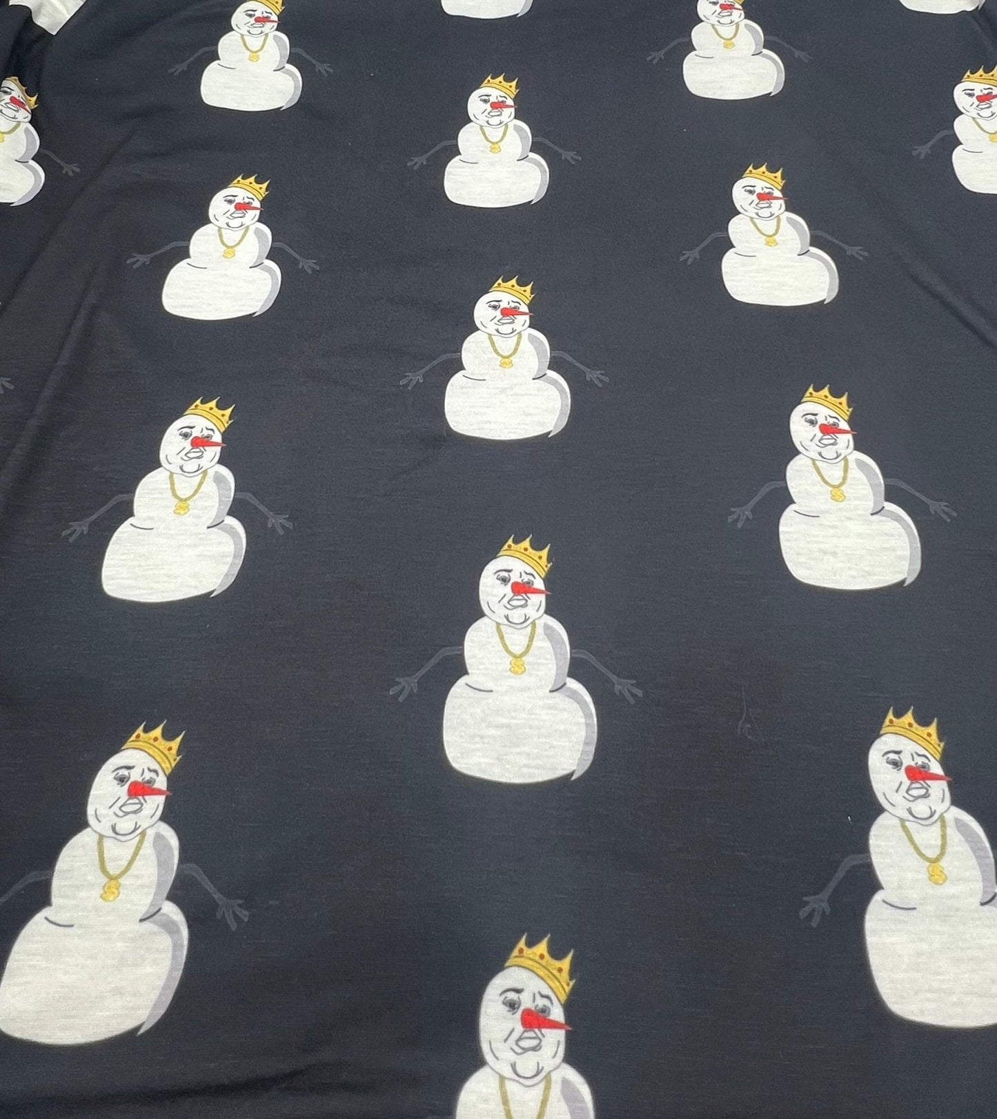 Gangster Snowman Print Soft Spun Poly Stretch Fabric