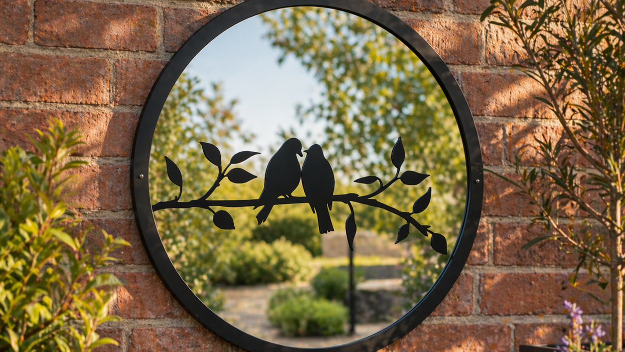 SunCatcher Garden Mirror Round Two Little Birds Range of Sizes