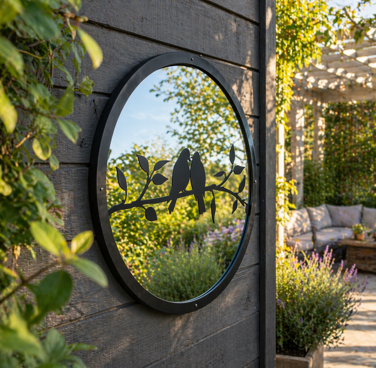 SunCatcher Garden Mirror Round Two Little Birds Range of Sizes