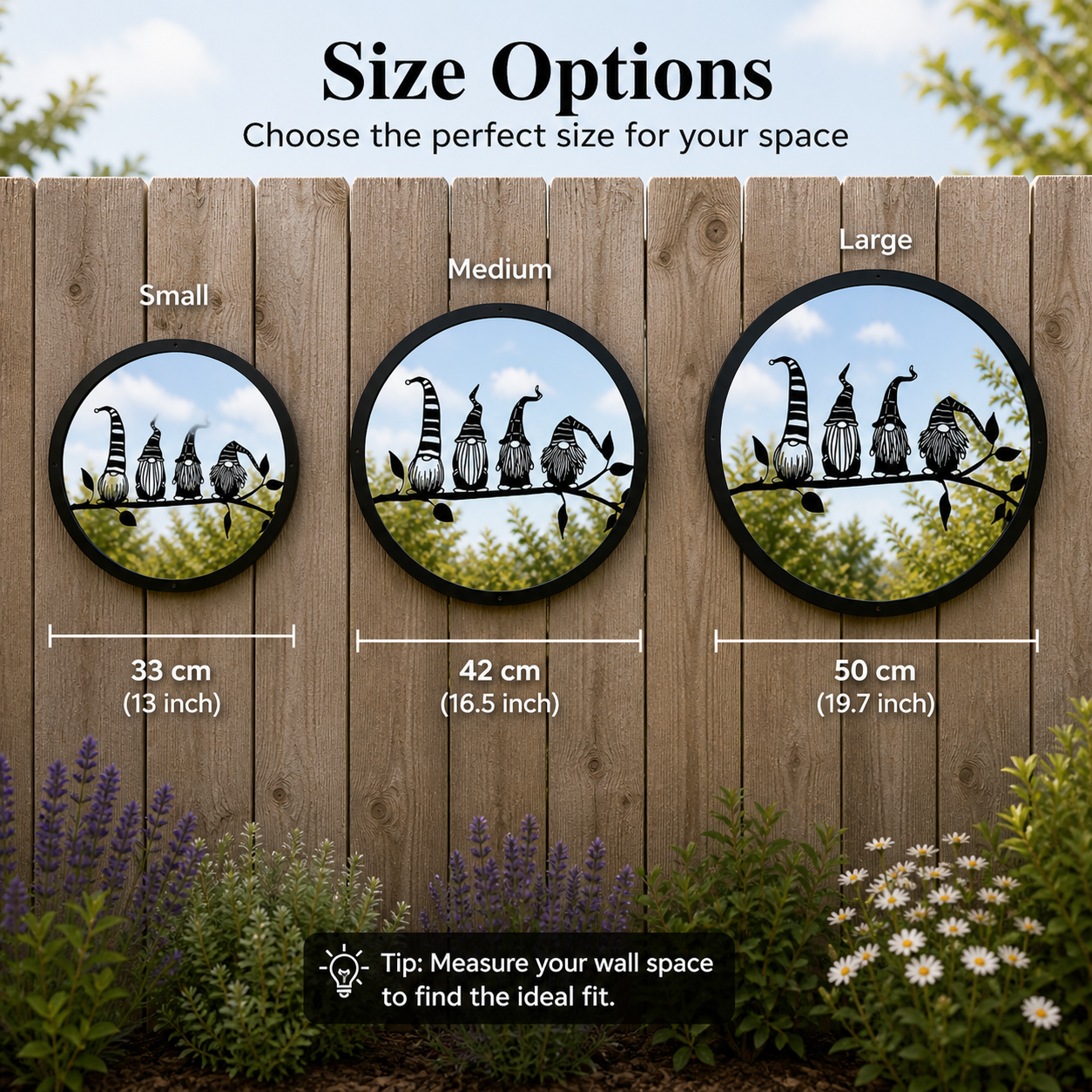 SunCatcher Garden Mirror Round Four Friendly Gonks Range of Sizes